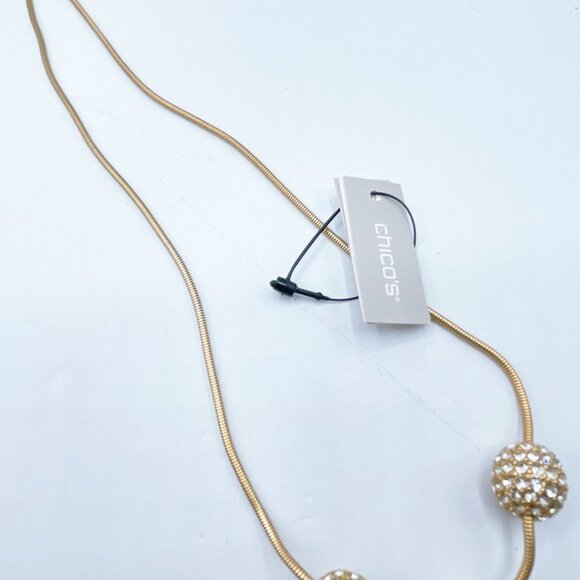 NWT Chicos Gold-Tone Convertible Necklace With Crystal Beaded Accents Adjustable - Picture 7 of 8